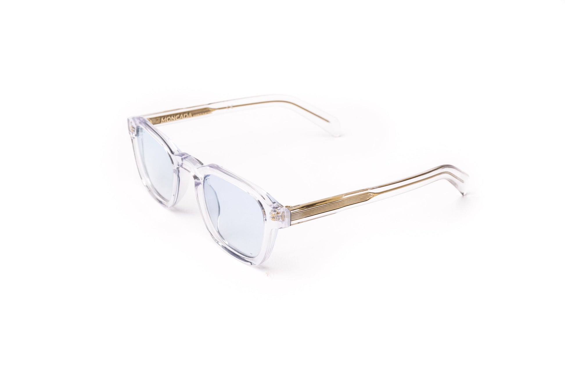 LUCIO SKY s, best, blue, blue lenses, light filter, cellulose, shades, specs, sunglasses, sustainable, transparent, vintage, white