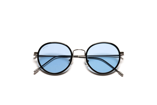 ORTIGIA NOIR blue lenses, round, round frame, shades, specs, sunglasses