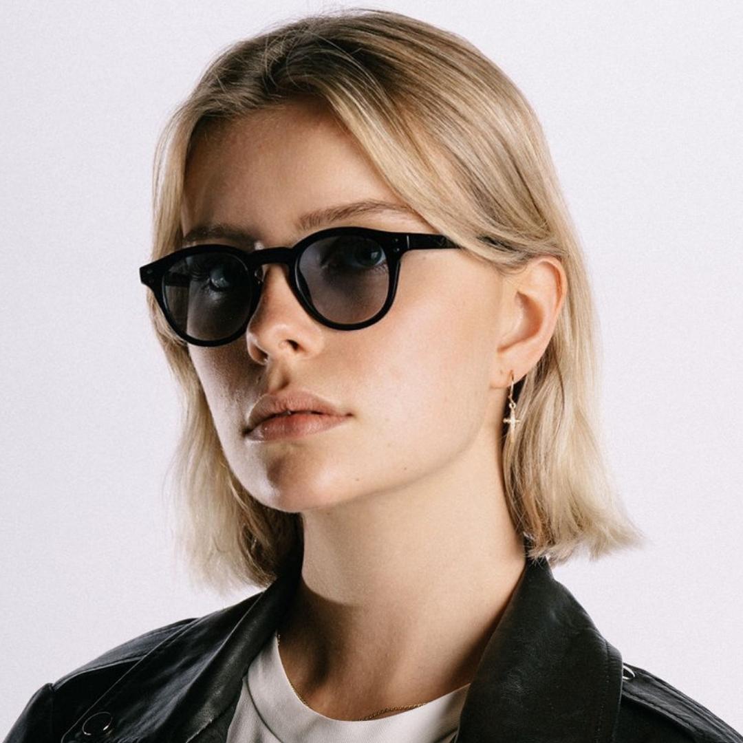 PASOLINI GRADIENT acetate, bioacetate, black frame, blue lenses, bold cellulose, shades, specs, sunglasses