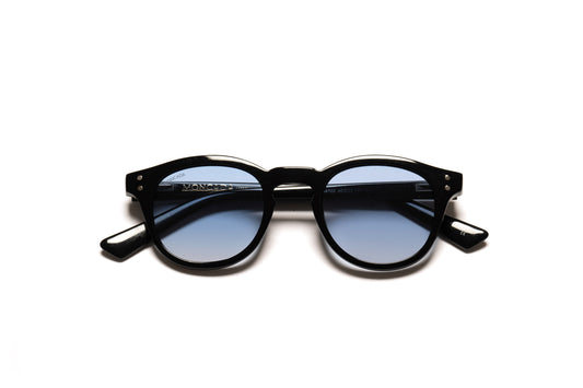 PASOLINI GRADIENT acetate, bioacetate, black frame, blue lenses, bold cellulose, shades, specs, sunglasses