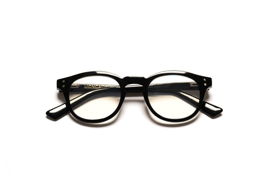 PASOLINI NOIR bevel acetate, bioacetate, black, black frame, blue lenses, light filter, boho, bohochic, bold cellulose, eyewear, specs, sustainable