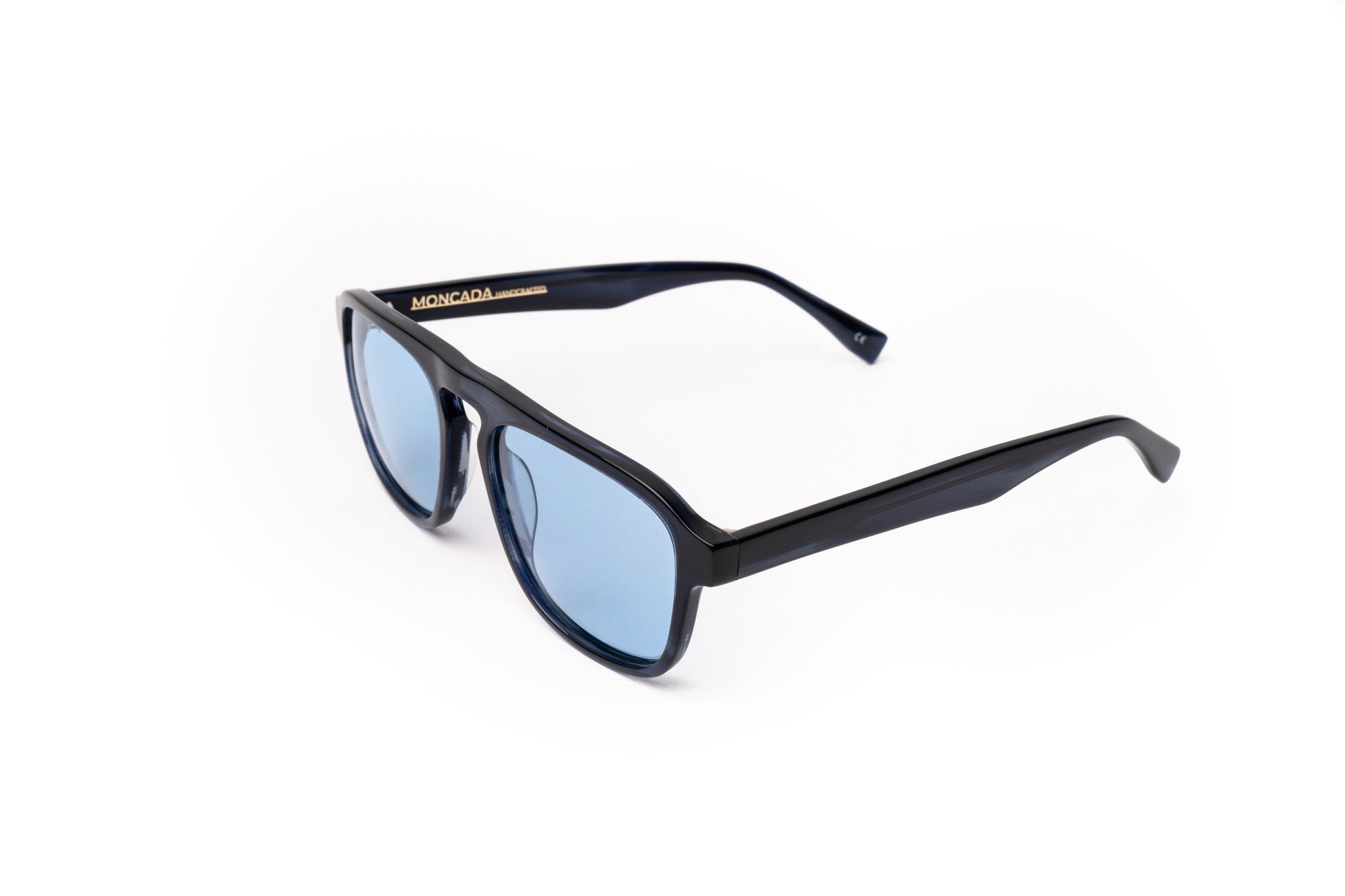 Oversized Square Frame Acetate Sunglasses, Blue Glasses